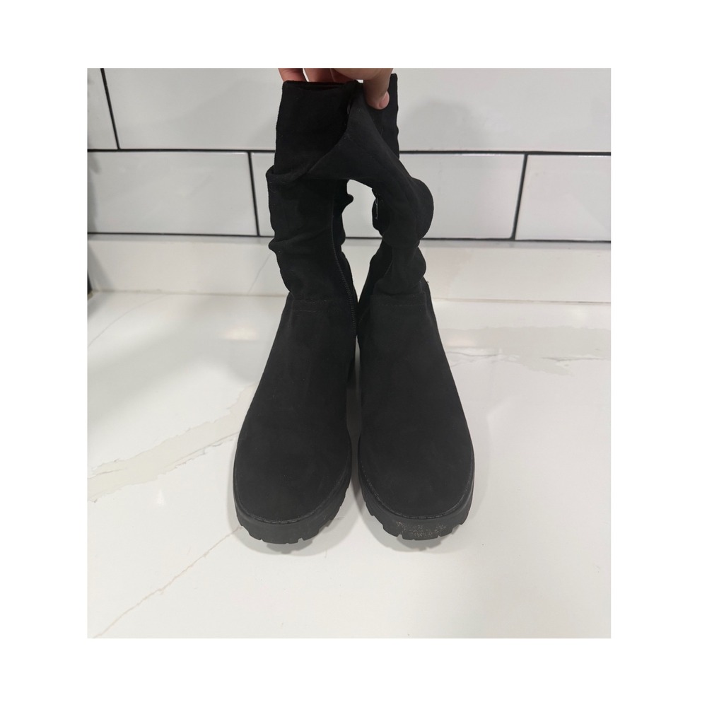 Sonoma Goods For Life Saxophone Black Slouchy Mid-Calf Lug Sole Boots Womens 8.5